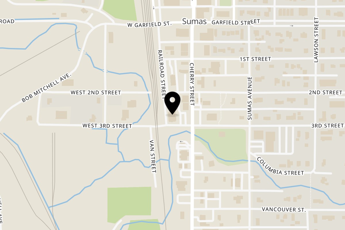 Map showing the location of El Nopal Family Mexican Restaurant on 625 Cherry St in Sumas